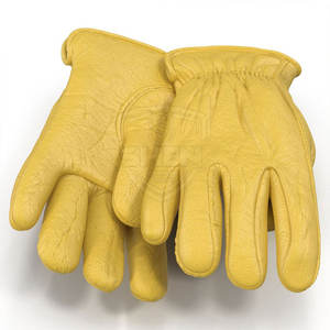 Gants de sécurité en cuir respirants à doigts entiers pour adultes, couleur jaune - Product Image 6