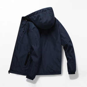 Chaqueta Cortavientos con Capucha Reflectante para Hombre, Estilo Vintage, Impermeable, Deportiva, para Exteriores, Talla Grande, 100% Poliéster Ecológico, para Invierno - Product Image 1