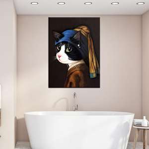 งานศิลปะบนผืนผ้าใบพิมพ์ลาย: งานศิลปะสำหรับคนรักแมวที่สวยงามสำหรับตกแต่งบ้าน ห่อหุ้มอย่างดี - Product Image 1