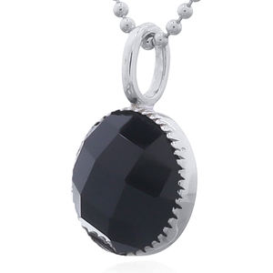 จี้หินอาเกตสีดำทรงกลมประณีตในกรอบเงินสเตอร์ลิง - Product Image 2