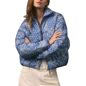 Veste bouffante imperméable d'hiver personnalisée pour femmes, manteau d'hiver en duvet de bulle imprimé en cuir de mouton épais, Patchwork, vente à chaud - Product Image 1