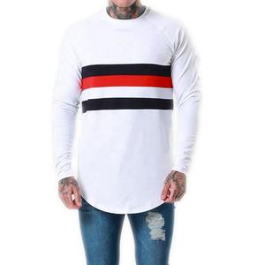 เสื้อยืดแขนยาวผ้าฝ้าย100% สำหรับผู้ชาย,เสื้อยืดลายทางสำหรับผู้ชายรุ่นใหม่เสื้อยืดฮิปฮอปแขนยาว - Product Image 1