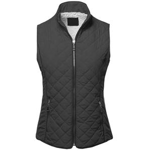 Chaqueta ligera sin mangas con cuello levantado de poliéster con cierre de cremallera estilo cortavientos para mujer personalizada chaleco acolchado - Product Image 3