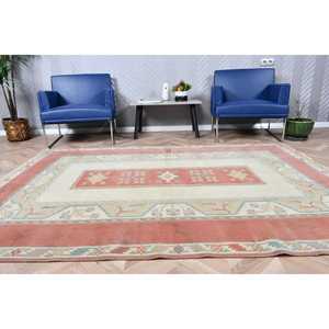 5.6x7.7 ft Large Vintage Rug, Turkish Rug, <b>Red</b> Blue Moroccan <b>Wool</b> Rug - Product Image 2