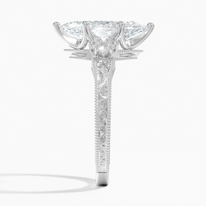 Anillo de compromiso de oro atemporal de 10 quilates con simetría radiante de diamante Marquesa cultivado en laboratorio para bodas y fiestas - Product Image 2