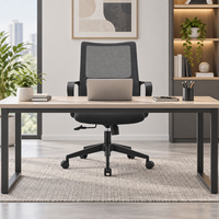 Chaise de bureau pivotante confortable avec dossier en maille respirante, cadre noir, hauteur réglable pour poste de travail du personnel