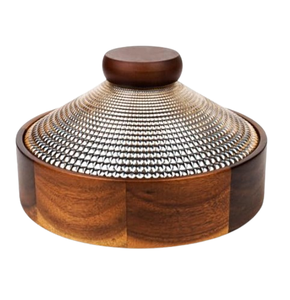 Plateau de service à collation rond en bois de pin, boîte cadeau de cuisine avec couvercle en verre à clipser, boîte de rangement multifonction artisanale pour fruits secs et noix - Product Image 6