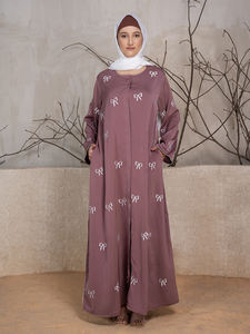 Latest Modest Cardigan Black Islamic <b>Abaya</b> for <b>Women</b> Wholesale Embroidery Bowknot <b>Abaya</b> for Summer Designed Dubai Muslims - Product Image 2