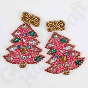 Boucles d'oreilles brodées de forme unique multicolores de bijoux Boho fabriqués à la main pour la fête - Product Image 4