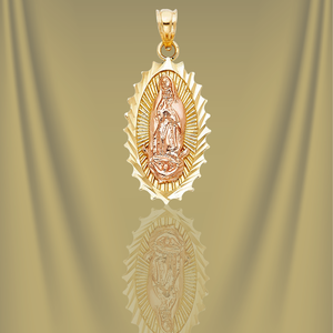 Collar con Colgante de la Virgen de Guadalupe en Oro de Dos Tonos de 14K, Estilo Cristiano, para Mujeres, Hombres y Niños, en Oferta - Product Image 4