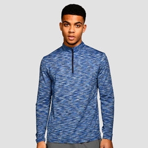 Compagnon de la piste bleu nuit: Chemise à manches longues à fermeture éclair 1/4 avec logo réfléchissant pour homme-Léger, respirant 88% polyester - Product Image 1
