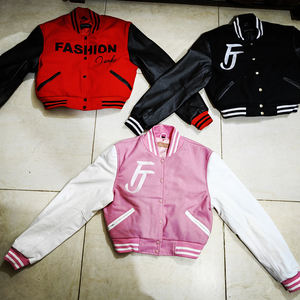 Chaqueta Universitaria de Punto para Mujer, Invierno, Acolchada, Bordada en la Parte Delantera, Manga Larga, Botones, Corta, Informal, Estilo Béisbol, Ropa de Calle, 100% - Product Image 1