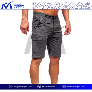 Pantalones cortos Cargo informales versátiles para hombre 100% algodón Vintage cintura elástica-para aventuras al aire libre salidas a la playa moda callejera de verano - Product Image 3