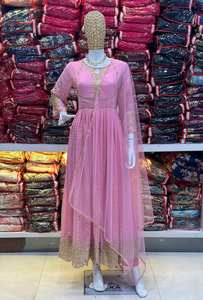 Último diseñador Faux Georgette bordado secuencia trabajo Anarkali Vestido por FabZone - Product Image 4