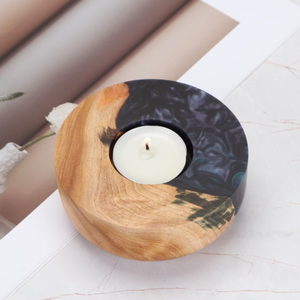 Wood And Resin <b>Candle</b> Holder Artistic Tea Light Holder Modern Home Decor Gift For Christmas and <b>Thanks</b> giving TAIMARS - Product Image 2