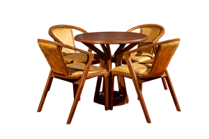 Tacasa Durable Modern Coffee <b>Table</b> 30*80 <b>Solid</b> <b>Wood</b> Rubber <b>Wood</b> <b>Top</b> 5-Legged Pedestal Cushioned Seat Walnut Color 12-Month - Product Image 2