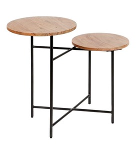 Round Shape Joined Metal <b>Table</b> With Wood Top <b>Tables</b> Accent Side <b>Table</b> <b>for</b> Living Room and Home Furniture High Quality - Product Image 3
