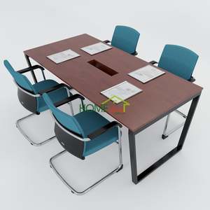 Contemporary <b>Office</b> Furniture Trapeze Concept Meeting <b>Table</b> 160x80 Wood & Metal for Hotels & Conferences - Product Image 1