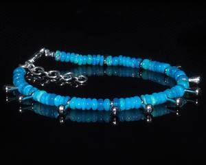 Gorgeous AAA Ethiopian Fire Opal <b>Beaded</b> <b>Bracelet</b>, <b>Sterling</b> <b>Silver</b>, Minimalist Jewellery For SYGEMS - Product Image 2