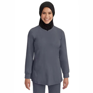 Bordado de logotipo personalizado de moda para mujer médico de manga larga musulmán ajustado elástico Jogger Hospital enfermería uniforme - Product Image 3