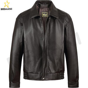 Chaqueta Bomber de Cuero de Lujo, Cuero Genuino, Estilo Americano con Hombros Anchos para Hombre - Product Image 1
