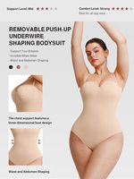 En gros Body sculptant personnalisé pour femmes grandes tailles, effet ventre plat et remonte-fesses, avec coussinets amovibles et entrejambe à boutons-pression