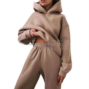 Conjunto de 2 piezas Premium primavera otoño con capucha en precio barato al por mayor Top señoras algodón Co-ords conjuntos Casual Ropa Deportiva Femenina - Product Image 1