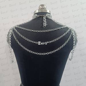 Chainmail Collar hombro joyería pequeña cadena capas cuello pieza aluminio salto anillo Medieval gargantilla Ren Faire Festival traje - Product Image 3