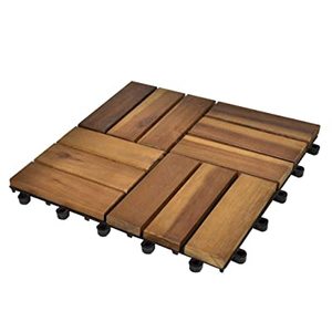 Carreaux de terrasse en bois d'acacia écologiques 300x300mm, panneaux de sol extérieurs à emboîtement sans outil pour paysage domestique, bricolage moderne - Product Image 3