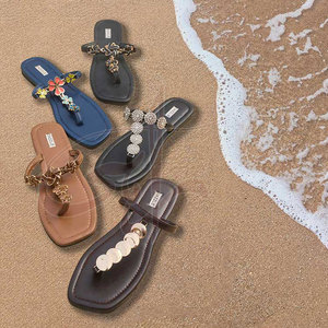 Sandalias Deslizantes Personalizables para Mujer con Elementos Iridiscentes que Captan la Luz, Antideslizantes, de Moda, con Estampado de Cuero Natural - Product Image 5