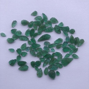 6mm 8mm 10mm Natural Zambia verde esmeralda tallada forma de hoja piedra piedras preciosas tallas hoja tienda venta al por mayor precio de fábrica suelta AAA - Product Image 2