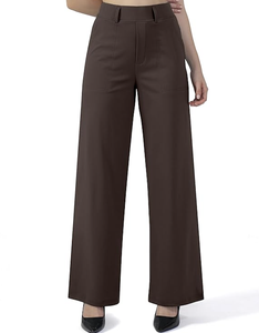 WOMENS BUSINESS CASUAL STRAIGHT WIDE LEG <b>WORK</b> PANTS PULL ON DRESS <b>TROUSERS</b> WITH POCKETS DIRECT FACTORY - Product Image 5