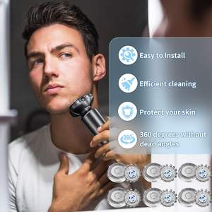 Paquete de 6 cabezales de repuesto de triple cuchilla para afeitadoras eléctricas, impermeables IPX7, lavables, para afeitado facial y corporal, con cepillo de limpieza - Product Image 1