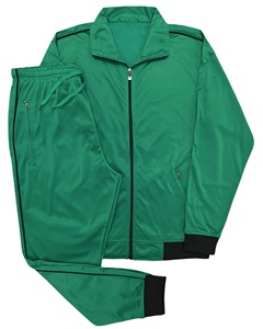 Ensemble de survêtement classique 2 pièces pour homme, couleur verte unie, veste et pantalon de survêtement avec cordon de serrage, tenue de sport active - Product Image 1