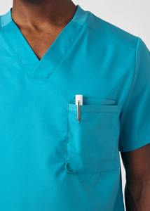 Médico Scrubs para hombres Doctor Quirófano Super Soft Quirúrgico Scrub2-Pocket con cuello en V Hombres Top Teal - Product Image 6