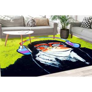 Tapis artistique Singe Réfléchissant style Graffiti Banksy - Décoration moderne pour la maison, Tapis doux non tissé - Product Image 1