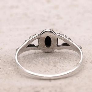 Bague en onyx noir de style vintage en argent sterling 925 bijoux en pierres précieuses faits à la main Boho Design cadeau élégant pour les femmes - Product Image 4