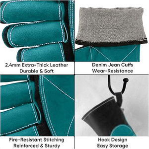 La mejor gran oferta, puño de brazo largo, protección de manos, guantes de trabajo de soldadura, guantes de trabajo de soldador de seguridad de cuero de vaca resistente - Product Image 2