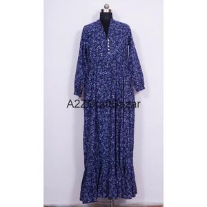 Vestido Midi Informal Tipo Túnica Boho Elegante Asimétrico para Mujer, Hecho a Mano, 100% Algodón Puro, Ecológico, Transpirable, Lavado en Seco, Estampado Floral - Product Image 3