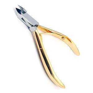 Professional Custom Logo Nail Nipper Stainless Steel Gold Plated Double Spring Cuticle Nail Nipper OEM Customized Tools Box - Product Image 1
