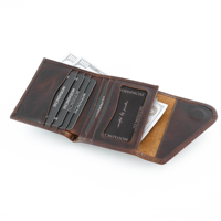 Dompet saku pria kulit asli desain spesial tempat kartu warna cokelat dibuat di Turki