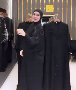 Prima mano trabajo Abaya estilo Dubai islámico elegante modesto mujer tradicional musulmana ropa con accesorio incluido - Product Image 3