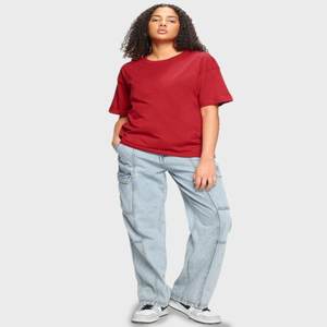 Camiseta Extra Grande Personalizada para Mujer, Manga Caída, Holgada, de Algodón, Cuello Redondo, Manga Corta, Logotipo, Tejido de Lona, Informal, Antibolitas - Product Image 4