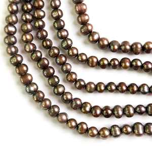 Perles de culture d'eau douce rondes de couleur chocolat brun, de haute qualité, 8-9 mm, perles de culture de forme pomme de terre, perles naturelles, collier de 15 pouces - Product Image 4