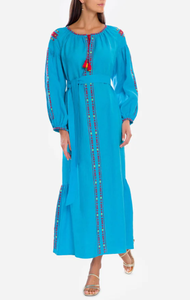 Fabricación de ropa India verano tendencia Sexy Victoria elegante ucraniano bordado mangas completas para mujeres usan vestido Ucraniano - Product Image 5