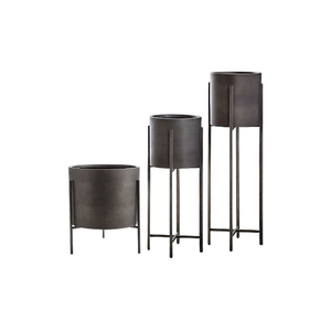 2025 balcon décoratif ensemble de 2 pots de fleurs avec support Vase à fleurs en métal de qualité supérieure couleur noir mat pour la décoration intérieure - Product Image 3