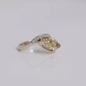 Elegante anillo de bodas de oro sólido de 14 quilates, corte Marquesa amarillo, Diamante cultivado en laboratorio, diseño de moda con estilo clásico - Product Image 2