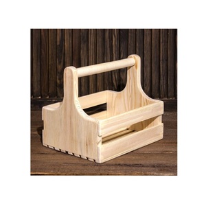 <b>Wooden</b> caddy with handle rustic handmade kitchen organizer for cutlery napkin condiment spice and tabletop decor <b>box</b> - Product Image 1