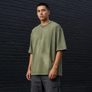 Camiseta de corte cuadrado con logo personalizado, estilo streetwear, de algodón grueso, top corto, camiseta gráfica oversize de corte holgado para hombre - Product Image 5