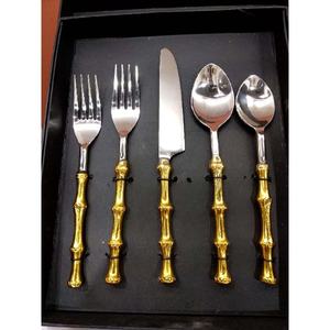 Modern Fabulous Hammered Handle Steel Cutlery Set Portugal Western Rose <b>Gold</b> Fork Spoon for Dining Flatware Sets - Product Image 3